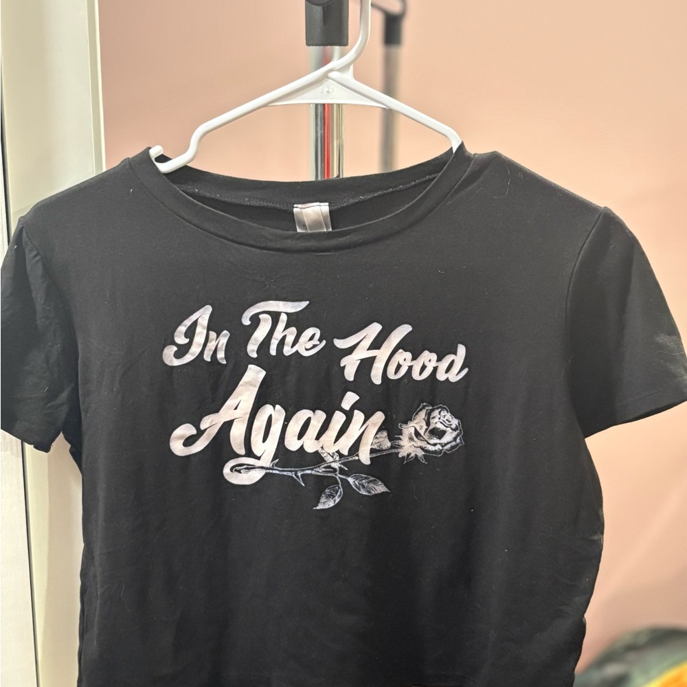 Black Graphic Tee with White Print